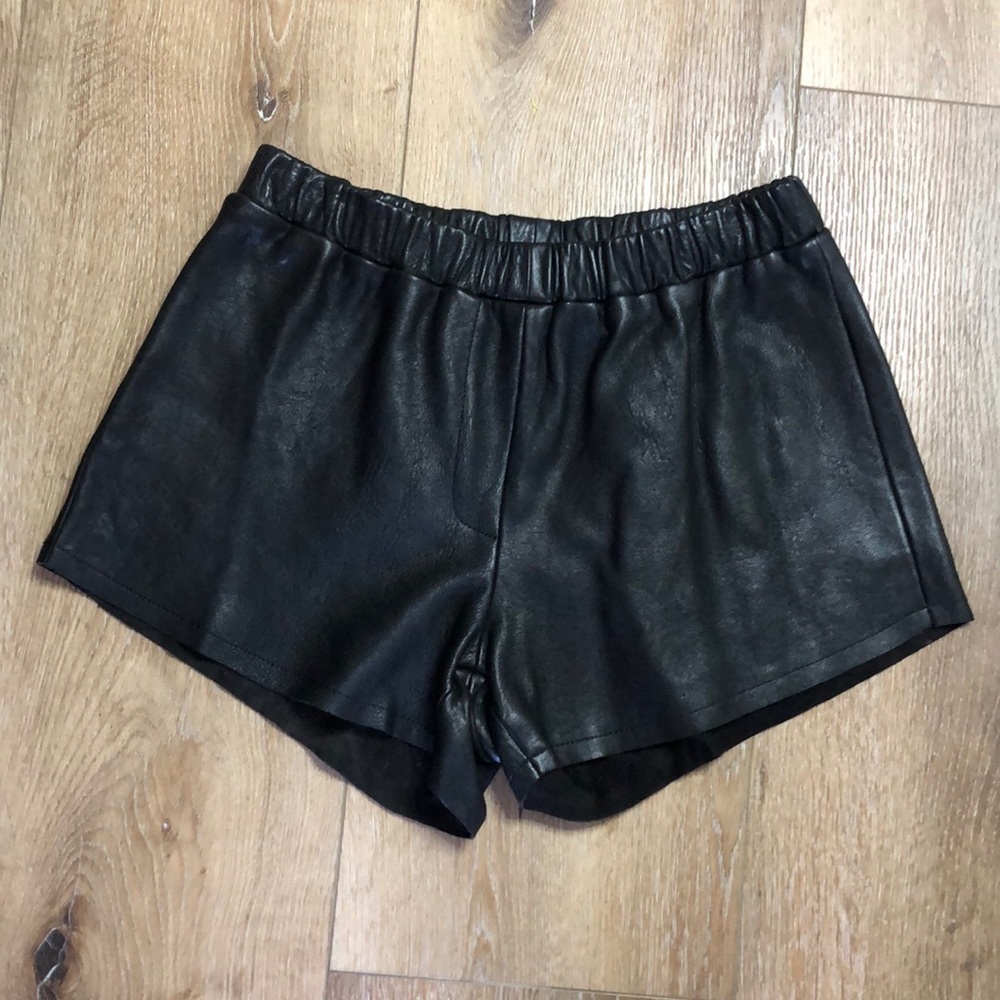 Wayne New York Black Genuine Leather Shorts Size S